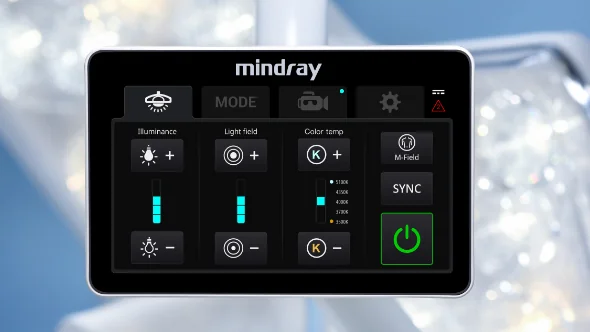 Хирургический светильник Mindray HyLED C series — Управление сенсорным экраном и сенсорной клавиатурой