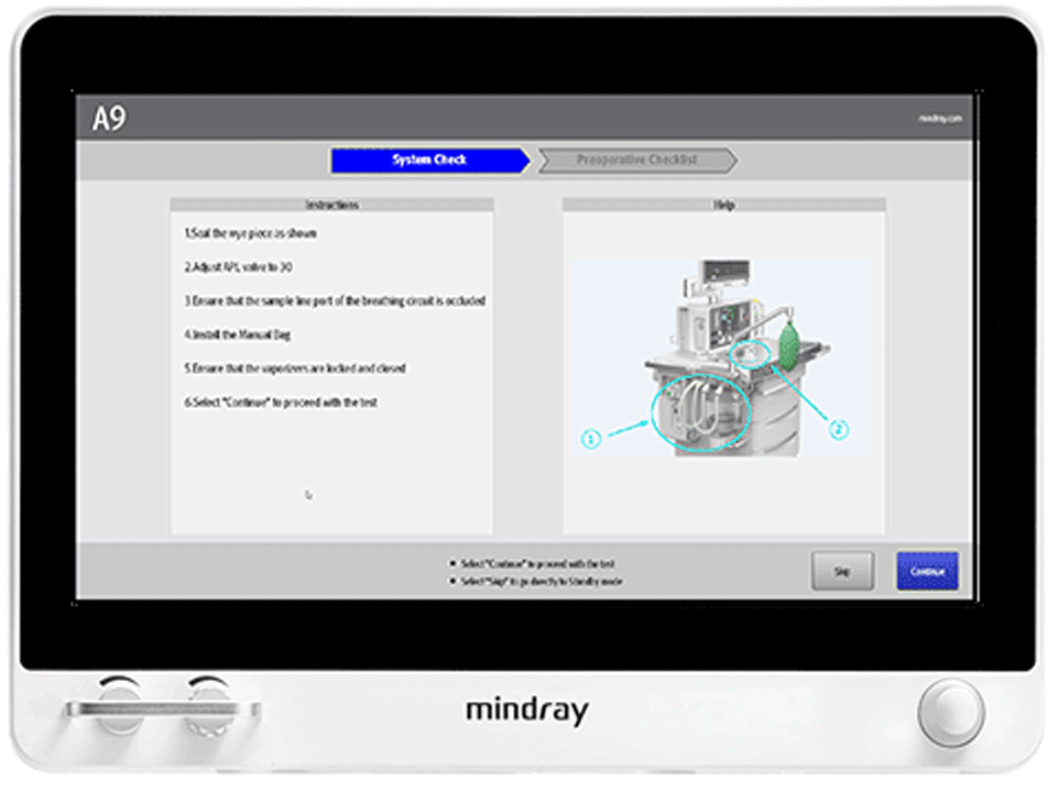Наркозный аппарат Mindray A8 — Автоматическая проверка системы